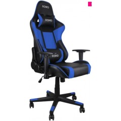 Sedia da Gaming Professionale Julieta. Colore Blu. Inclinazione 180°, Altezza regolabile, Cuscino cervicale e lombare.