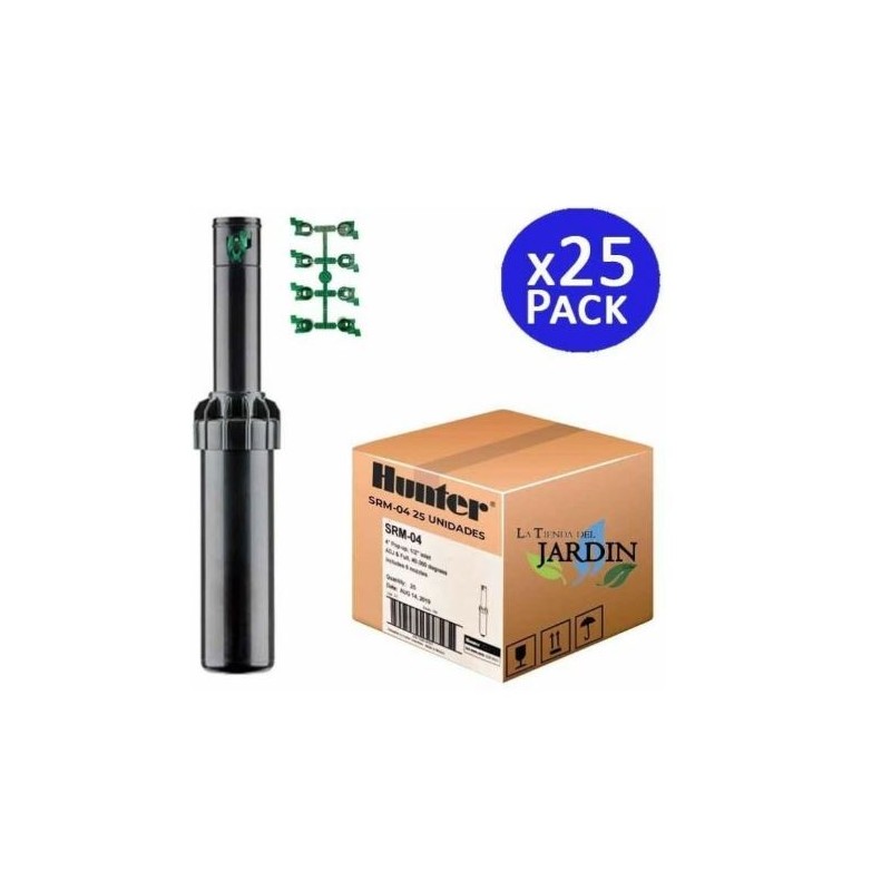 Lot de 25 Arroseur Hunter SRM04 1/2'', arroseur turbine d'arrosage, portée 4,9 à 14 m, angle réglable Lot de 25 Arroseur Hunter SRM04 1/2'', arroseur turbine d'arrosage, portée 4,9 à 14 m, angle réglable
