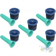 5 Boquillas HE-Van-10 para aspersor de riego Rain Bird, alta eficiencia y ahorro de agua. Alcance 3m, azul