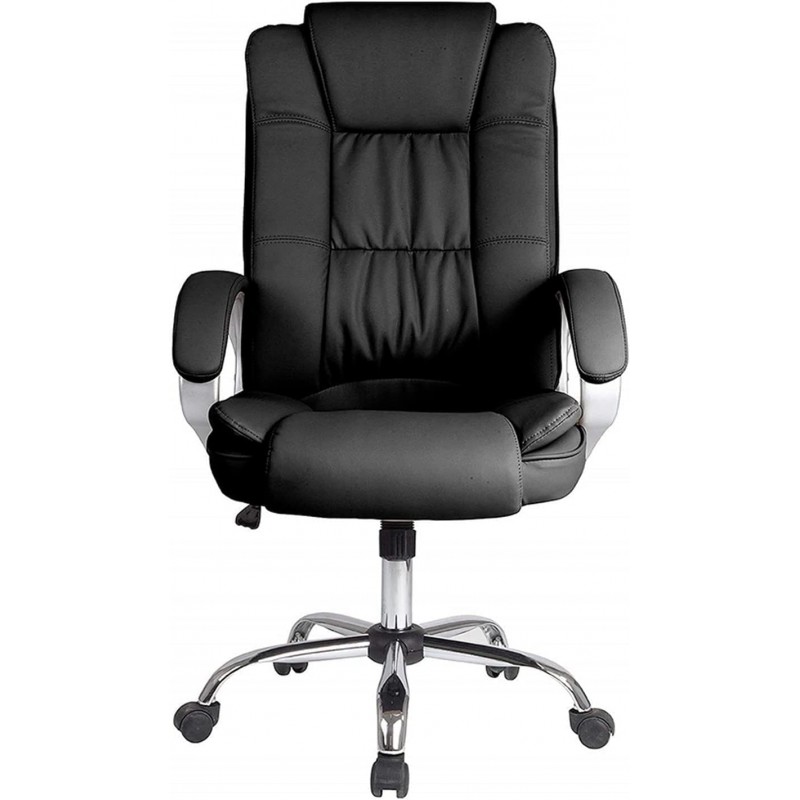 Sedia da ufficio New York con braccioli, altezza regolabile e design ergonomico. Similpelle nera.