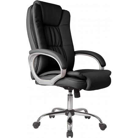 New York Office Chair with armrests, adjustable height, and ergonomic design. Black Faux Leather