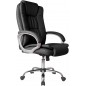 Silla Oficina New York con reposabrazos, Altura Regulable y diseño ergonómico. Piel Sintética Negra