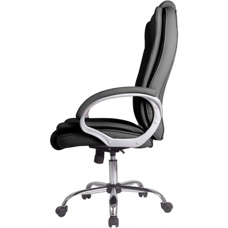 New York Office Chair with armrests, adjustable height, and ergonomic design. Black Faux Leather