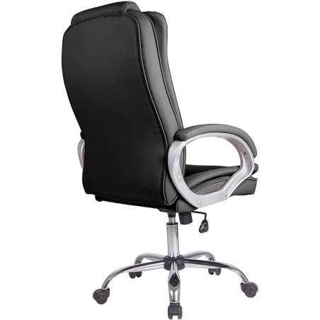 New York Bürostuhl mit Armlehnen, verstellbarer Höhe und ergonomischem Design. Schwarzes Kunstleder