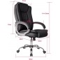 Silla Oficina New York con reposabrazos, Altura Regulable y diseño ergonómico. Piel Sintética Negra