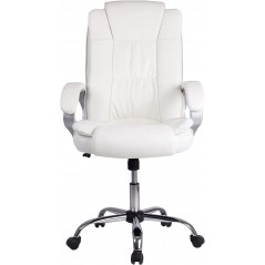 Chaise de bureau ergonomique avec accoudoirs rabattables, hauteur réglable et design ergonomique. Ausse fourrure blanc