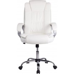 New York Office Chair with armrests, adjustable height, and ergonomic design. White Faux Leather