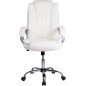 Silla Oficina New York con reposabrazos, Altura Regulable y diseño ergonómico. Piel Sintética Blanca