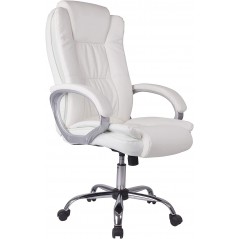 Chaise de bureau ergonomique avec accoudoirs rabattables, hauteur réglable et design ergonomique. Ausse fourrure blanc