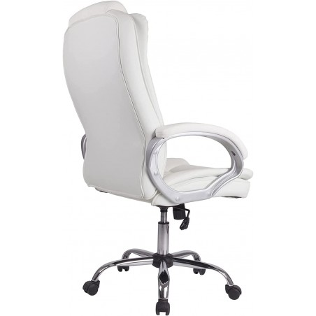 New York Office Chair with armrests, adjustable height, and ergonomic design. White Faux Leather