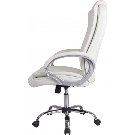 New York Office Chair with armrests, adjustable height, and ergonomic design. White Faux Leather