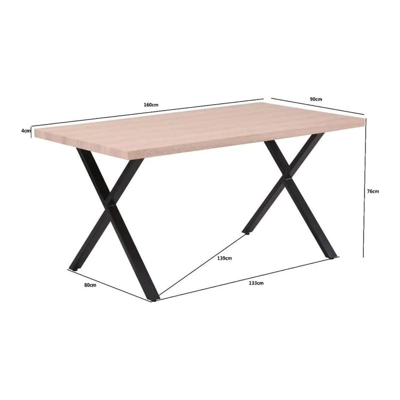 Table de cuisine, table de salle à manger marron rectangulaire pour la maison 160 x 90 x 76 cm, Marchena