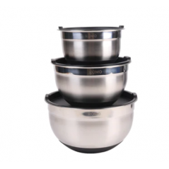 Set of 3 stainless steel salad bowls, 16-20-24 cm