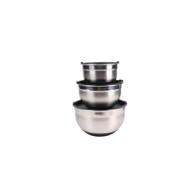 Set of 3 Romo stainless steel salad bowls, 16-20-24 cm Set of 3 Romo stainless steel salad bowls, 16-20-24 cm