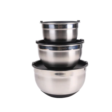 Conjunto de 3 tigelas de salada Romo em aço inoxidável, 16-20-24 cm