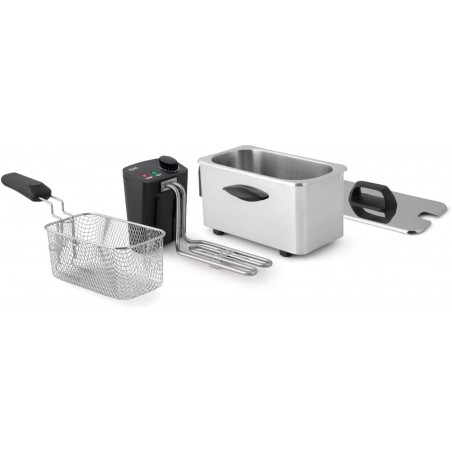 Friggitrice elettrica da 2000 W e 3,5 l. Acciaio inossidabile. Filtro dell'olio. Lavabile in lavastoviglie.