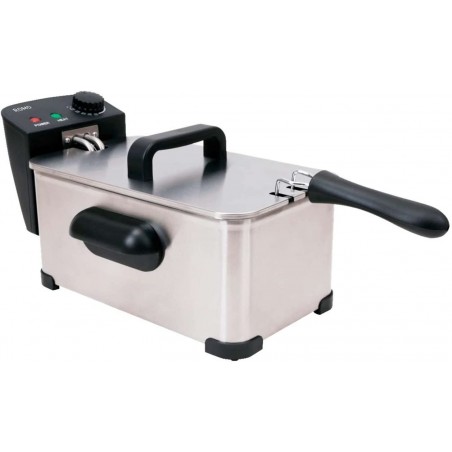 Fritadeira elétrica Romo 2000W, 3,5L. Aço inoxidável. Filtro de óleo. Pode ir à lava-louças.