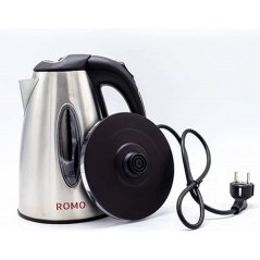 Bouilloire Électrique Romo - 1.7 L, Couvercle à Ressort et Voyant Lumineux, Inox, Socle 360°