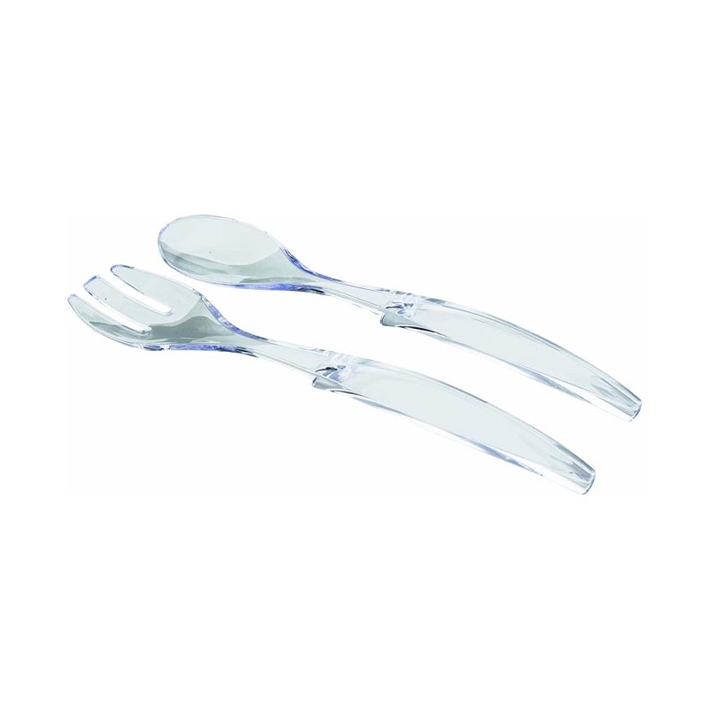 Forchetta e cucchiaio da insalata in acrilico - 30 cm