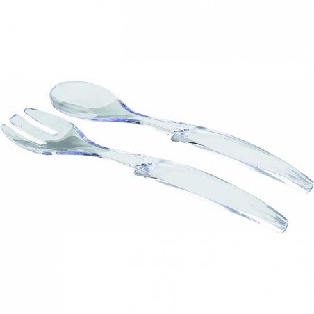 Forchetta e cucchiaio per insalata in acrilico - 30 cm