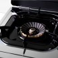 Cuisinière à gaz portable Romo en acier inoxydable avec couvercle. Allumage électrique et brûleurs triple couronne (3 brûleurs).