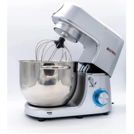 Mixeur, mixeur et hachoir à viande 1500 W. Robot culinaire professionnel 7 L, 6 vitesses. Gris.