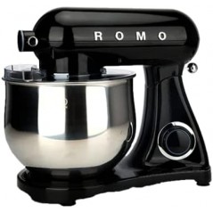 Pétrin orbital 1800 W. Robot culinaire professionnel 8 L, 6 vitesses. Design rétro vintage. Noir.