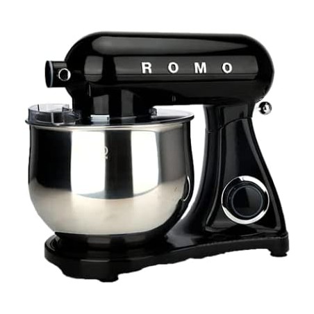 1800 W Orbital-Teigmixer. 8 l professionelle Küchenmaschine, 6 Geschwindigkeiten. Retro-Vintage-Design. Schwarz.