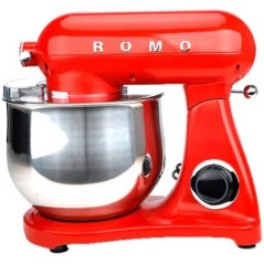 Batedeira orbital de 1800 W. Processador de alimentos profissional de 8 L, 6 velocidades. Design retrô vintage. Vermelho.