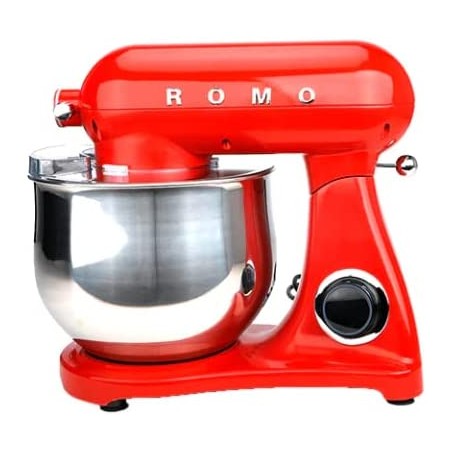 Orbital Mixer Kneter 1800W. Professioneller Food Processor 8L. 6 Geschwindigkeiten. Retro-Vintage-Design. Rote Farbe	