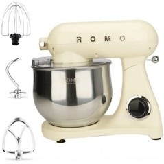 Robot Batteur Patisserie avec Fouet, Batteur, Crochet, Bol d'Acier Inoxydable 8L, 6 Vitesses Faible Bruit Patisserie, Romo