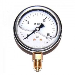 Glycerin dial pressure gauge 0-16 bar 1/4"