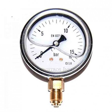 Glycerin ball pressure gauge 0-16 bar 1/4"
