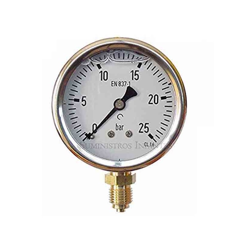 Manomètre glycérine 0-25 bar 1/4'', boîtier en acier inoxydable pour filtre a sable piscine, réducteur de pression, pression air Manomètre glycérine 0-25 bar 1/4'', boîtier en acier inoxydable pour filtre a sable piscine, réducteur de pression, pression air