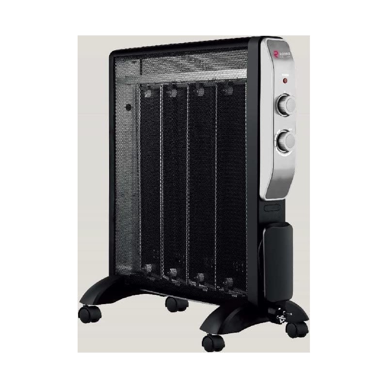 Mica radiator. 2 heat settings: 1000W-2000W. Adjustable thermostat.