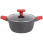Casserole avec couvercle en verre trempé de 24 cm et poignées en silicone. Convient à l'induction Casserole avec couvercle en verre trempé de 24 cm et poignées en silicone. Convient à l'induction
