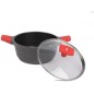 Casseruola da 24 cm con coperchio in vetro temperato e manici in silicone. Adatto all'induzione	 Casseruola da 24 cm con coperchio in vetro temperato e manici in silicone. Adatto all'induzione
