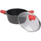 24 cm Kasserolle mit Deckel aus gehärtetem Glas und Silikongriffen. Geeignet für Induktion	