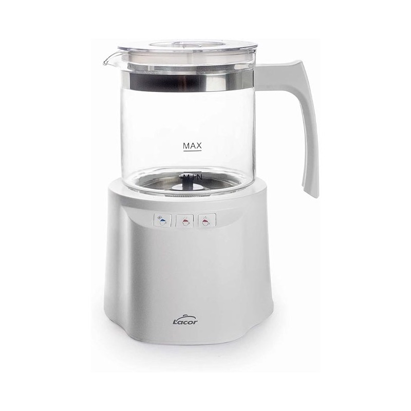 Espumador de leite 3 em 1 com recipiente, base de aço inoxidável, 250 ml, branco - 3600 W