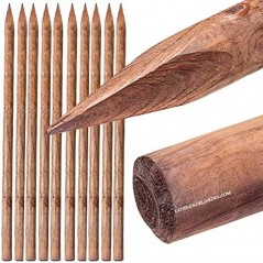 Lot de 20 x Tuteurs d'arbre Ø5 cm x 180 cm, poteaux ronds en bois avec embouts, palissades, piquets de fixation, tuteurs