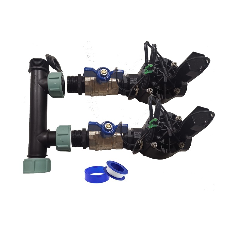 Sistema di Irrigazione Automatica a 2 Zone con Elettrovalvola Rain Bird HV 1'' 9V