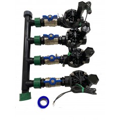 Sistema di irrigazione automatico da giardino a 4 zone con elettrovalvola Rain Bird HV da 1" e 9 V. Da utilizzare con programmat