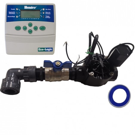 Sistema di irrigazione automatico da giardino a 1 zona con programmatore ELC401 ed elettrovalvola Rain Bird HV da 1" 24 V