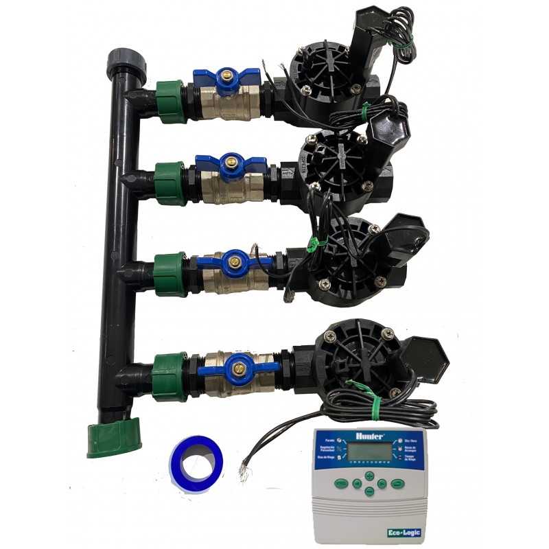 Automatic Garden Irrigation System with 4 zones with ELC401 Programmer and Rain Bird HV 1" 24v Solenoid Valves Automatic Garden Irrigation System with 4 zones with ELC401 Programmer and Rain Bird HV 1" 24v Solenoid Valves