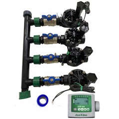 Sistema di irrigazione automatico da giardino a 4 zone con programmatore ESP 9V e elettrovalvole Rain Bird HV 1" 9V