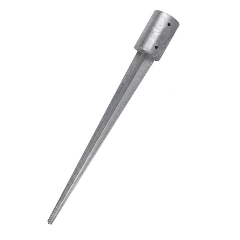 Supporto per palo in legno Ø 10 cm/90 cm | Paletto rotondo in acciaio zincato | Ancoraggi da piantare nelle basi dei pali in leg