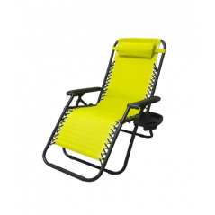 Lot de 2 Chaise de camping pliable zéro gravité, pour le jardin et de plage, jaune rayé