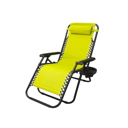 2 x Chaise de camping pliable zéro gravité, pour le jardin et de plage, jaune rayé