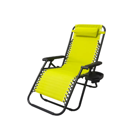 Lot de 2 Chaise de camping pliable zéro gravité, pour le jardin et de plage, jaune rayé