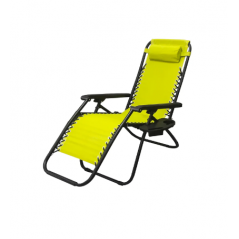 Lot de 2 Chaise de camping pliable zéro gravité, pour le jardin et de plage, jaune rayé